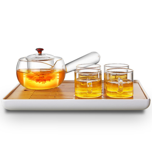 Hot selling Glass Tea Set with elegant transparent  and delightful for customzied LOGO for house