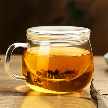 Heat Resistant 350ml Transparent Borosilicate Glass Milk Mug Flower Tea Pot Infuser glass tea cups