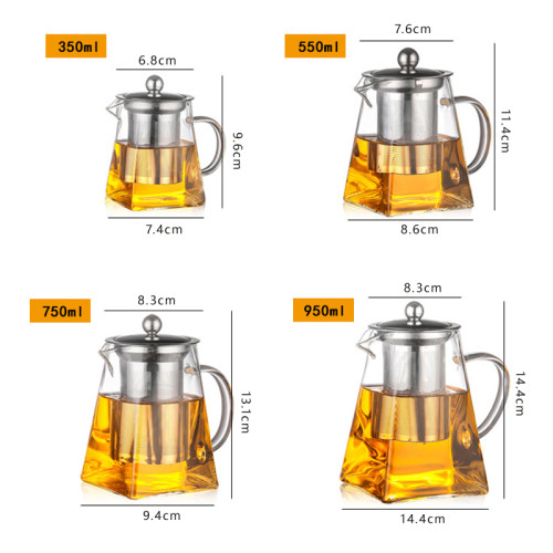 Heat Resistant Glass Teapot With Stainless Steel Infuser Heated Container Tea Pot Good glass teapot