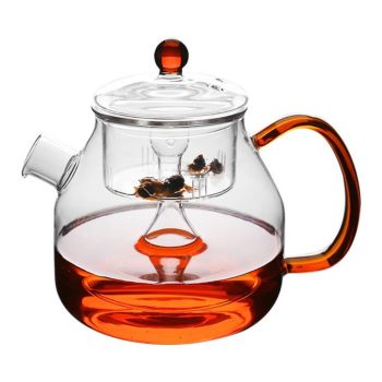 New design wholesale price 1200ml heat resistant  glass teapot infuser tea pot glass teapot