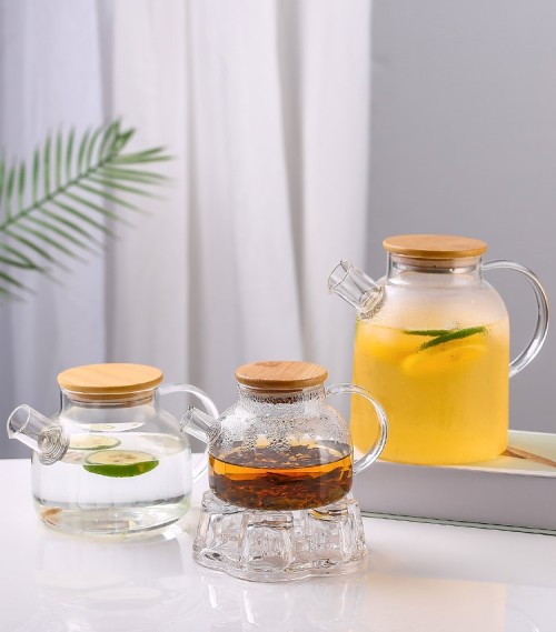 High Borosilicate Glass Bamboo Cover Pot Large-capacity Teapots Kettle Electric Glass Tea Set