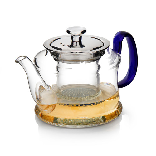 Hot sale 500ml heat resistant transparent clear high borosilicate glass tea set with infuser