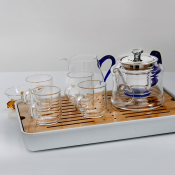 Hot sale 500ml heat resistant transparent clear high borosilicate glass tea set with infuser