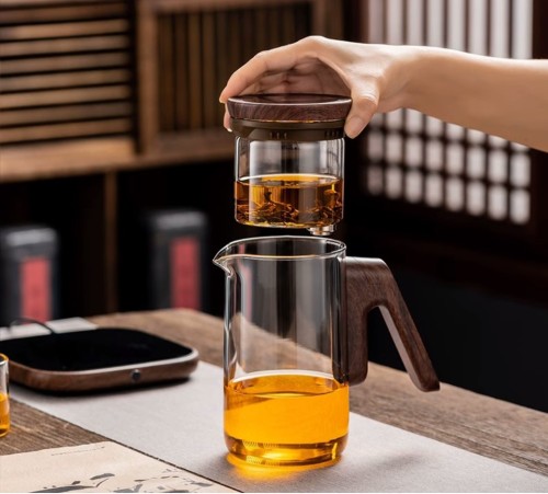 2024 New Magnetic intelligent timing teapot full Glass Tea Set inner tank automatic filter