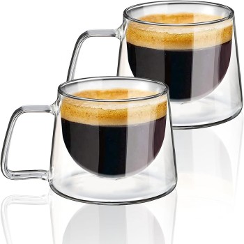 Wholesale factory OEM Heat resistant drinkware for coffee tea mug double wall glass coffee mugs