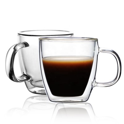 CnGlass Microwave Safe Glass Coffee Mug Double Wall Insulated Borosilicate glass coffee mugs