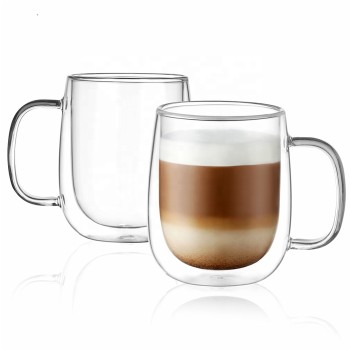 Factory wholesale CnGlass  glass coffee mug high quality handmade double wall glass coffee mugs