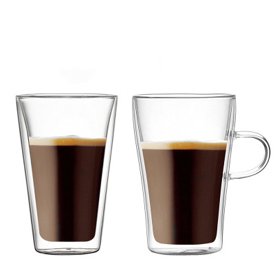 400ml  450ml Clear Double Wall glass cup borosilicate glass coffee mug Creative glass coffee mugs