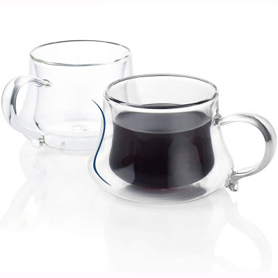 2024 hot selling Hand Made Heat Resistant Borosilicate Glass Double Wall glass coffee mugs