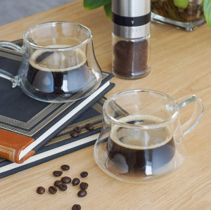 2024 hot selling Hand Made Heat Resistant Borosilicate Glass Double Wall glass coffee mugs