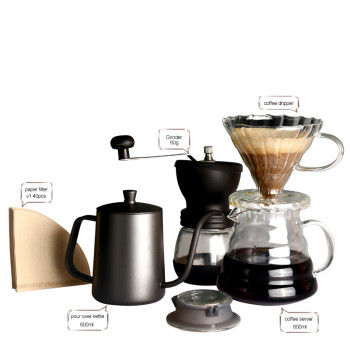 OEM factory for coffee set with hot design gift packing OEM hand drip glass coffee maker set of bar