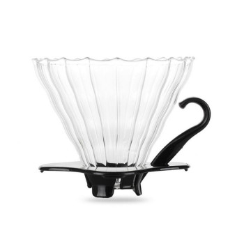 New design popular heat resistant glass coffee filter with plastic holder glass coffee maker