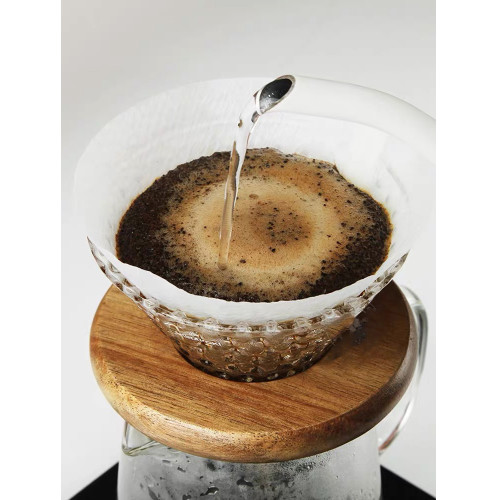 2023 new glass reusable drip coffee filter with wooden stand with OEM facotry glass coffee maker