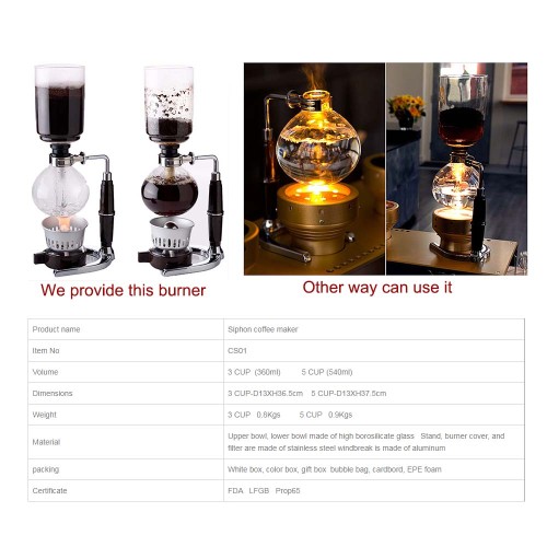 Popular new style borosilicate glass hot sales syphon coffee maker glass tea glass coffee maker