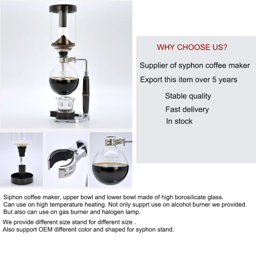Manufactory popular design borosilicate glass syphon coffee maker bar and club glass coffee maker