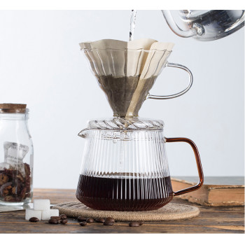 2024 new product glass coffee server with colored handle Coffee Pot Class with OEM coffee press