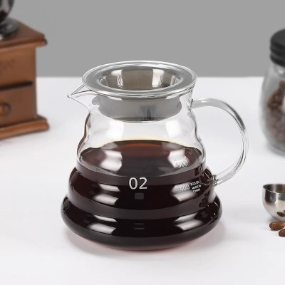 New design in 2024 handmade coffee pot 400ml 600ml 800ml glass coffee server glass coffee maker