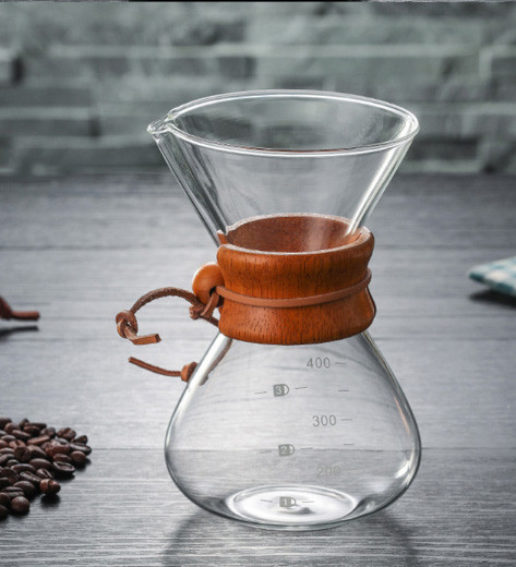 Hot Selling Coffee Cup Handblown  Glass Coffee Pot With Bamboo Sleeve glass coffee maker and pot