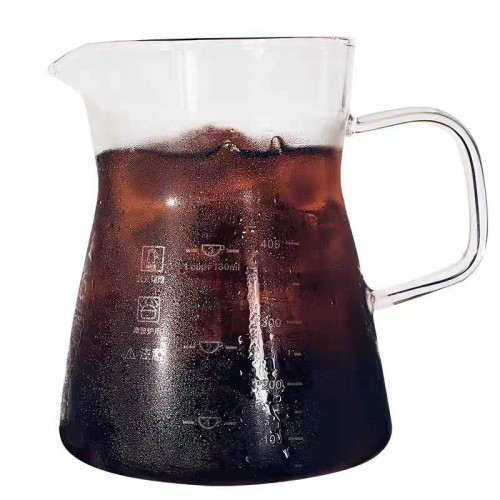 High  borosilicate glass  heat resistant 400ML  pour over glass coffee maker coffee server with OEM