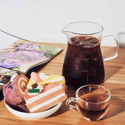 High  borosilicate glass  heat resistant 400ML  pour over glass coffee maker coffee server with OEM