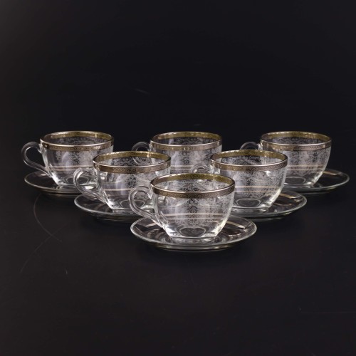 Wholesale manufactured turkish coffee set with handle sultani glass tea cups with hot selling type