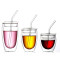 High quality Double lager glass cup with glass cover vLarge Capacity Heat-resistant cup with straw