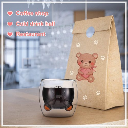 Popular cartoon milk and coffee tea glass with OEM Pattern Creative Bear glass coffee mugs