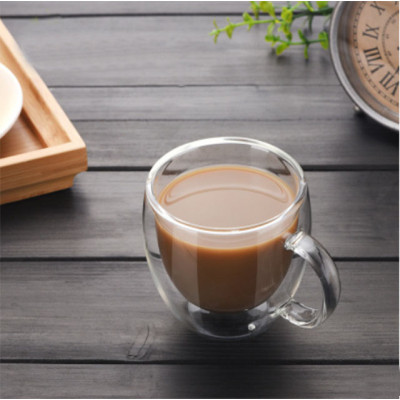 Wholesale Customized Double Layer Clear Coffee Tea Glass Cups Double Wall glass coffee mugs