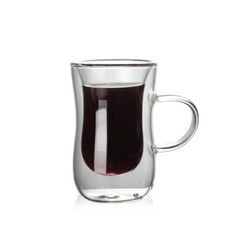 Manufactory 2024 hot selling glass coffee mugs Creative 80ml milk coffee double glass OEM pattern