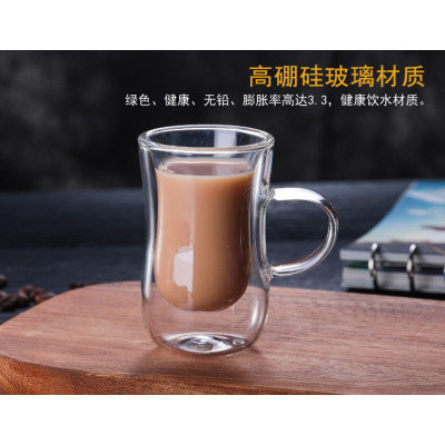 Manufactory 2024 hot selling glass coffee mugs Creative 80ml milk coffee double glass OEM pattern