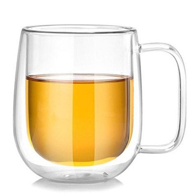 Factory outlet 250ml Double glass simple coffee cup with handle glass with OEM glass tea cups