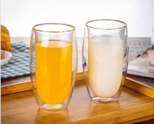 wholesale 150ml 260ml simple double glass high borosilicate glass heat insulation milk glass