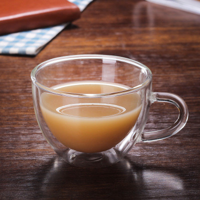 Hot type 150ml double glass high borosilicate glass coffee mug handle High temperature resistance