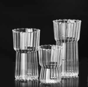 Factory good quality 350Ml 550Ml 750Ml Drink Juice Milk Coffee Striped juice glasses best design