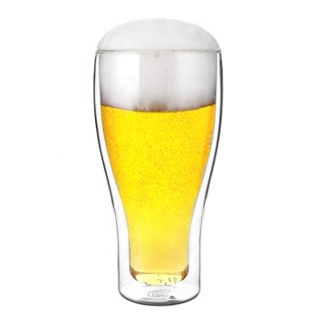 Amazon Hot 17oz Cnglass Handmade  Double Wall Cold Insulated Beer Can Shaped Glass beer glasses
