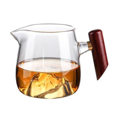Wholesale Chinese Kungfu Clear Borosilicate Snow Mountain glass teapot With Wooden Handle
