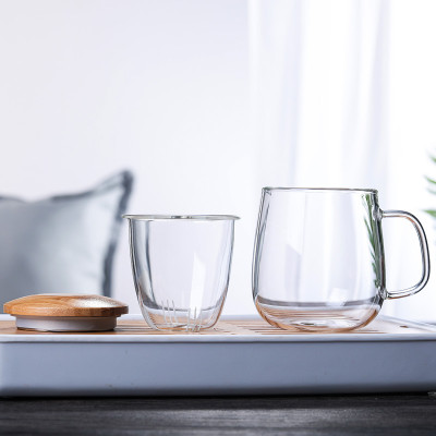Manufactory 2024 hot selling Customized logo borosilicate  clear mug glass tea cups glass inserter