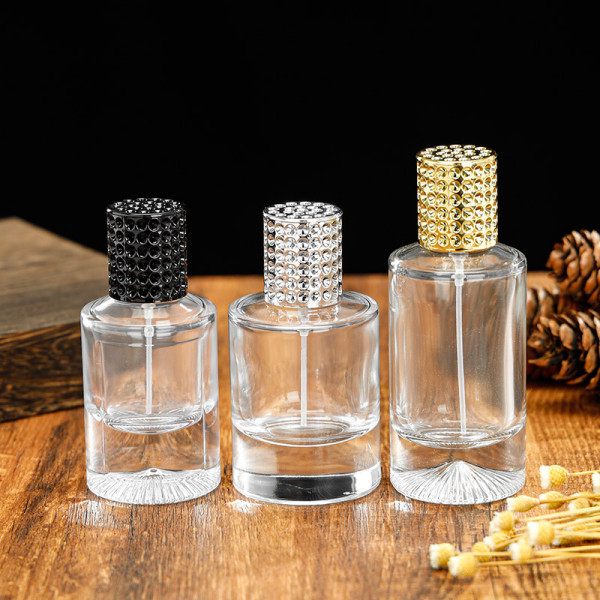 Wholesale Customization 30ml 50ml Clear Cylinder Shape Glass Luxury Bottle Perfume Bottle Packaging