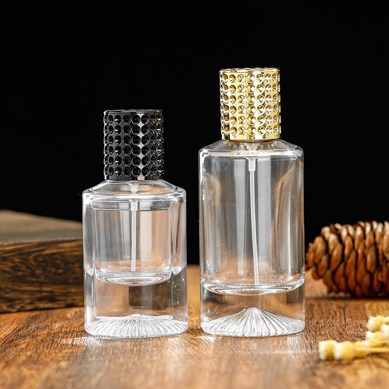 Wholesale Customization 30ml 50ml Clear Cylinder Shape Glass Luxury Bottle Perfume Bottle Packaging