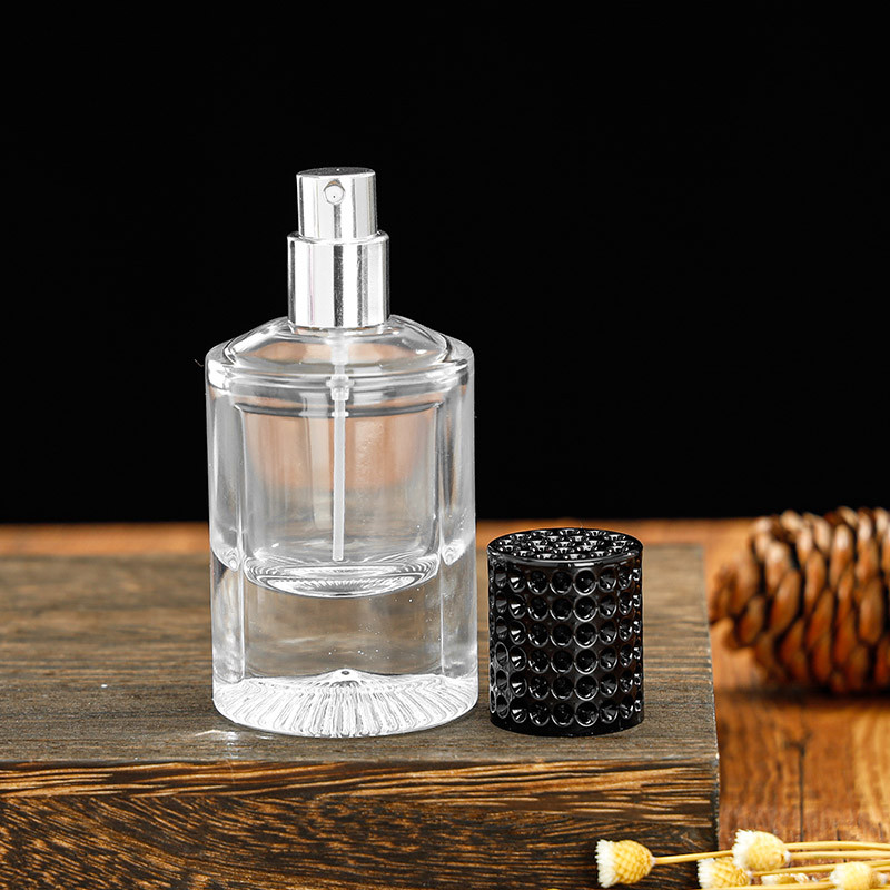 Wholesale Customization 30ml 50ml Clear Cylinder Shape Glass Luxury Bottle Perfume Bottle Packaging