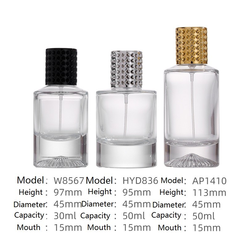 Wholesale Customization 30ml 50ml Clear Cylinder Shape Glass Luxury Bottle Perfume Bottle Packaging