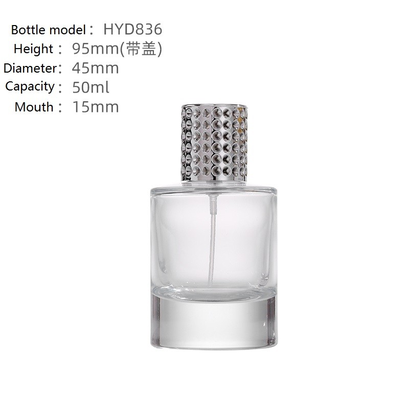 Wholesale Customization 30ml 50ml Clear Cylinder Shape Glass Luxury Bottle Perfume Bottle Packaging