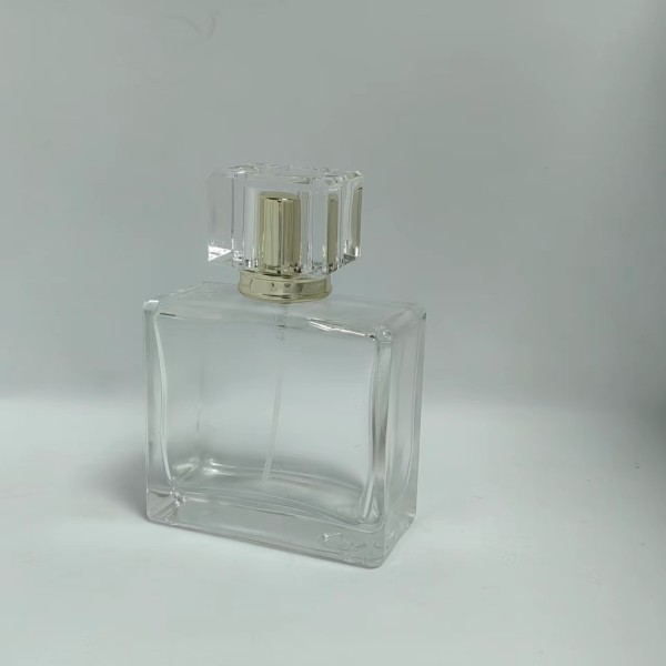 Luxury 30ml 50ml 100ml Custom Empty Square Glass Perfume Bottle round Flat Shape with Roll Sealing Essential Cosmetics Packing