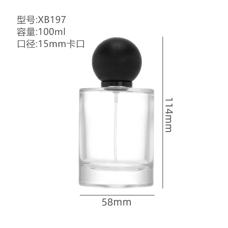 Luxury Custom Clear Round Crimp 30ml 50ml Empty Perfume Bottle 100ml Glass Bottle With Lid