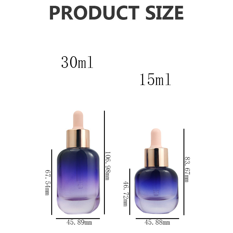 Luxury empty cosmetic 15ml 30ml glass face oil serum bottle 1oz essential oil bottle dropper bottles with box