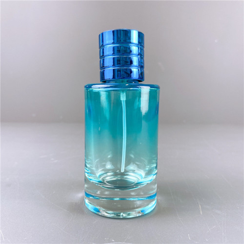 100ml custom gradient blue colour glass perfume bottle with lid