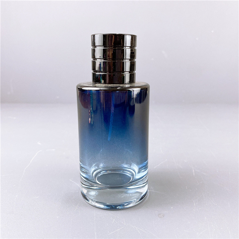 100ml custom gradient blue colour glass perfume bottle with lid