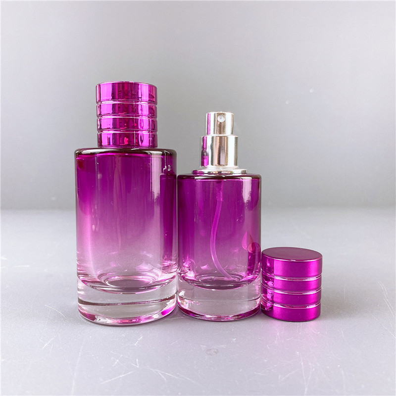 100ml custom gradient blue colour glass perfume bottle with lid