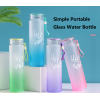 Hot Sell colorful letter glass water bottle with cloth cover frosted portable by free OEN design
