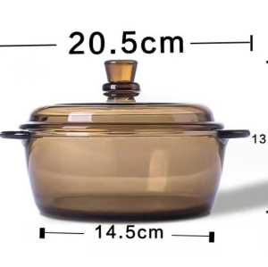 2024 Hot Sale New Style Amber Color Large Soup glass crock pot Glass Noodles Pot with Cover